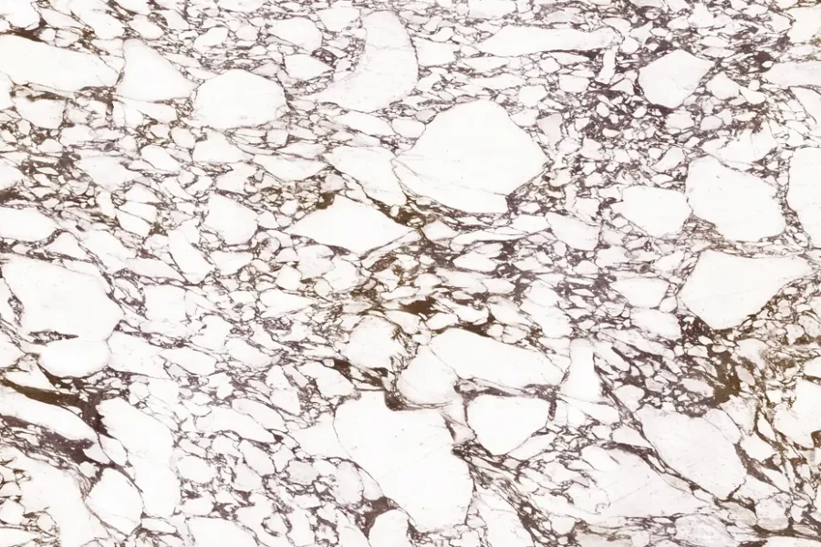 Printed quartz design PQ-339, Arabescato and breccia-style web of veins