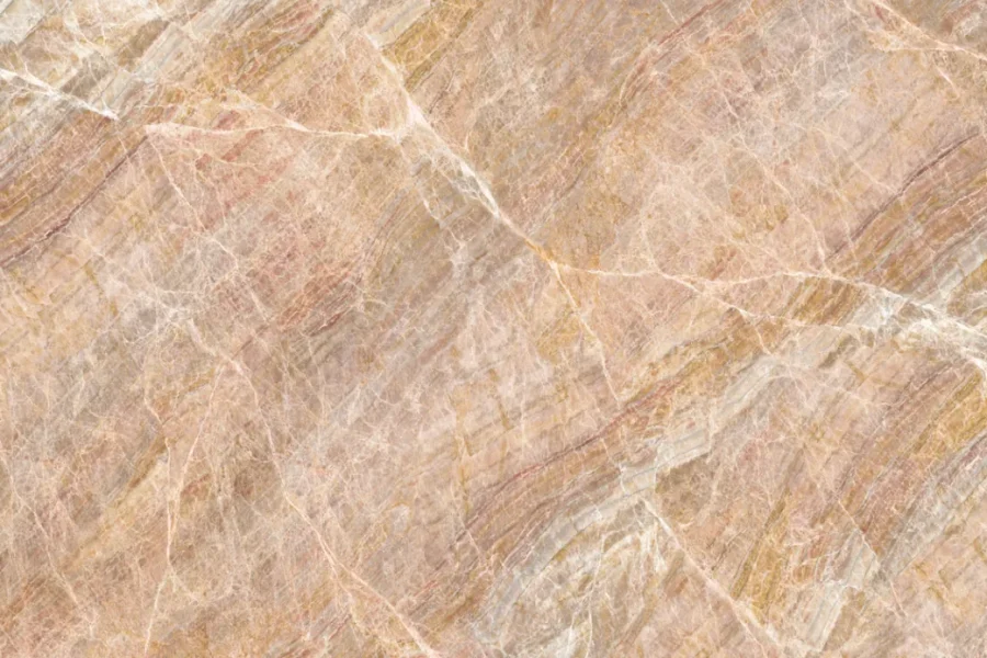Printed quartz design PQ-401, Taj Mahal look in warm orange and pink tones